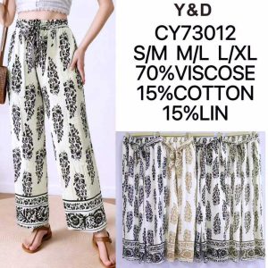 Pantalon imprimé feuillage baroque et bordures ornementales (x12)