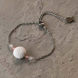 Bracelet Oursin blanc et perles de verre
