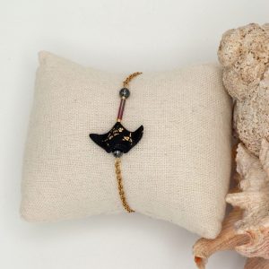 Bracelet Raie Manta noire et or