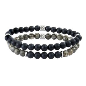 Bracelet homme pyrite et agate noire – L
