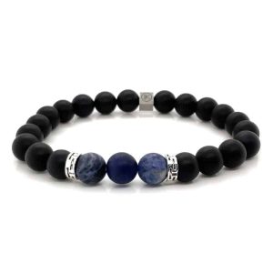 Bracelet homme sodalite et agate noire – M