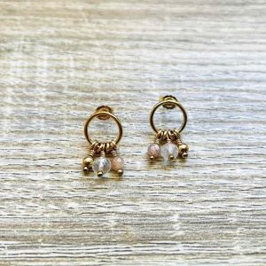 Boucles d’oreilles Cristal de Roche Pierre de Soleil Adèle