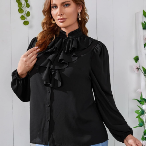 Blouse à volants manches bouffantes